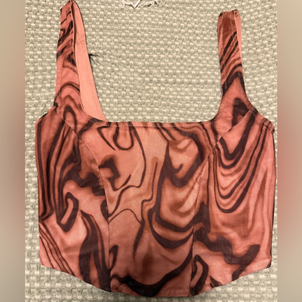 Pink and Brown Swirl Windsor Crop Top